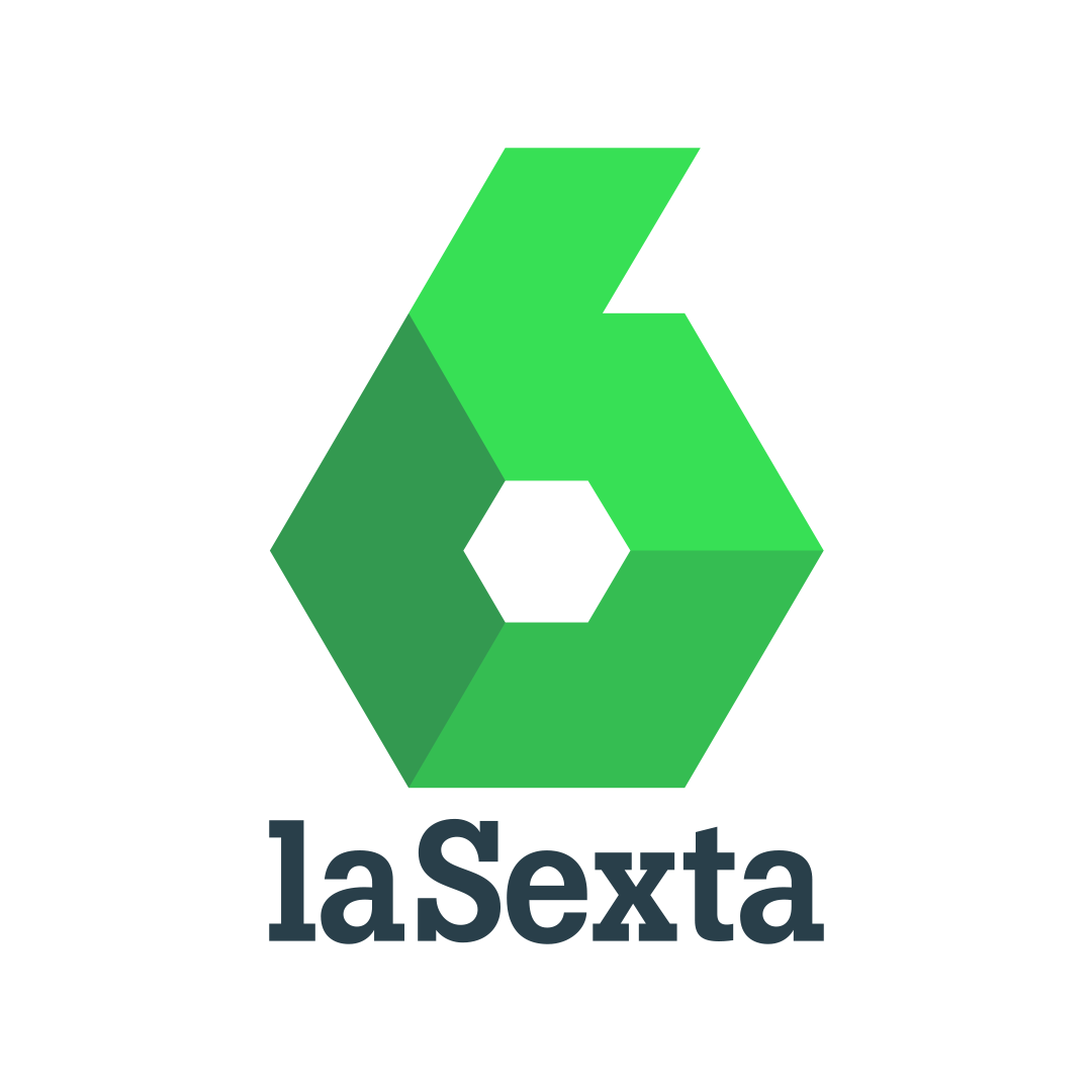 Publicidad en la Sexta. Logotipo de laSexta en tonos verdes sobre fondo gris claro, con un símbolo geométrico en forma de número seis.